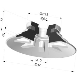 Ventosa Piatta Serie 90 Ø 42,3MM