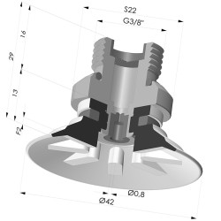 Ventosa Piatta Serie 90 Ø 42,3MM
