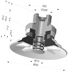 Ventosa Plana Serie 90 Ø 53MM