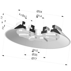 Ventosa Piatta Serie 90 Ø 75MM