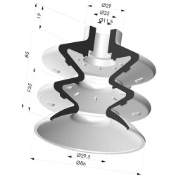 Ventosa 2.5 Soffietti Serie 8 Ø 85,8MM