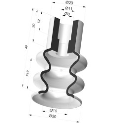 Ventosa 2.5 Soffietti Serie 8B Ø 30MM