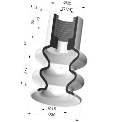Ventosa 2.5 Soffietti Serie 8B Ø 30MM