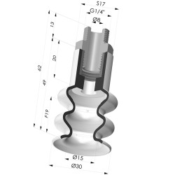 Ventosa 2.5 Soffietti Serie 8B Ø 30MM