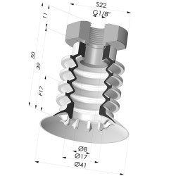 Ventosa 4.5 Soffietti Serie 95 Ø 41MM