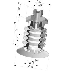 Ventosa 4.5 Soffietti Serie 95 Ø 41MM