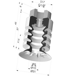 Ventosa 4.5 Soffietti Serie 95-2 Ø 31MM