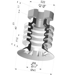 Ventosa 4.5 Soffietti Serie 95-2 Ø 41MM