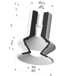 Ventosa 1.5 Soffietti Serie 91 Ø 9,2MM