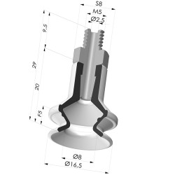 Ventosa 1.5 Soffietti Serie 91 Ø 16,5MM