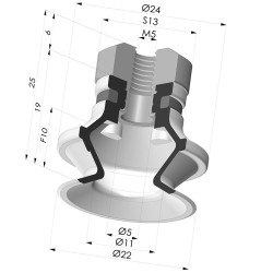 Ventosa 1.5 Soffietti Serie 91 Ø 22,2MM