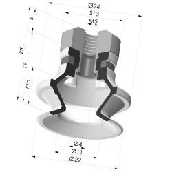 Ventosa 1.5 Soffietti Serie 91 Ø 22,2MM