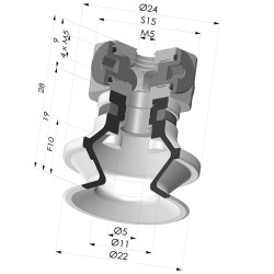 Ventosa 1.5 Soffietti Serie 91 Ø 22,2MM