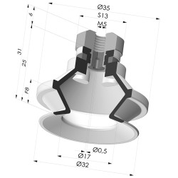 Ventosa 1.5 Soffietti Serie 91 Ø 31,8MM