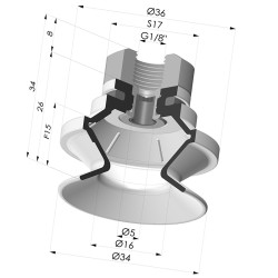 Ventosa 1.5 Soffietti Serie 91 Ø 34MM