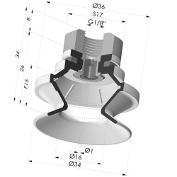 Ventosa 1.5 Soffietti Serie 91 Ø 34MM