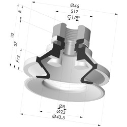 Ventosa 1.5 Soffietti Serie 91 Ø 40MM