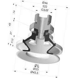 Ventosa 1.5 Soffietti Serie 91 Ø 40MM