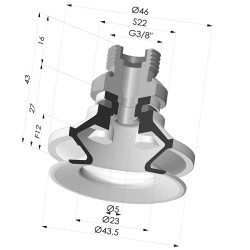 Ventosa 1.5 Soffietti Serie 91 Ø 40MM