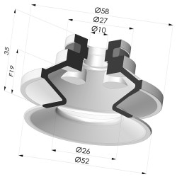 Ventosa 1.5 Soffietti Serie 91 Ø 50MM