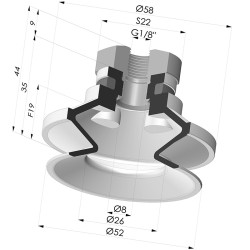 Ventosa 1.5 Soffietti Serie 91 Ø 50MM