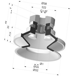 Ventosa 1.5 Soffietti Serie 91 Ø 50MM
