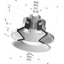 Ventosa 1.5 Soffietti Serie 91 Ø 50MM