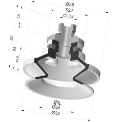 Ventosa 1.5 Soffietti Serie 91 Ø 50MM
