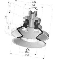 Ventosa 1.5 Soffietti Serie 91 Ø 50MM
