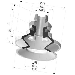 Ventosa 1.5 Soffietti Serie 91 Ø 50MM