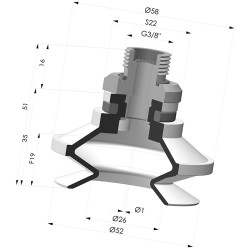 Ventosa 1.5 Soffietti Serie 91 Ø 50MM