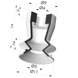 Ventosa 1.5 Soffietti Serie 97B Ø 11MM