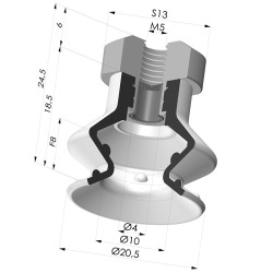 Ventosa 1.5 Soffietti Serie 97B Ø 20.4MM