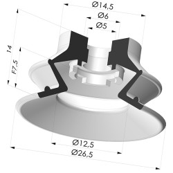 Ventosa 1.5 Soffietti Serie 97B Ø 26.5MM