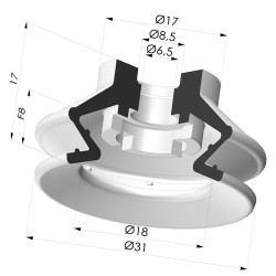 Ventosa 1.5 Soffietti Serie 97B Ø 31MM
