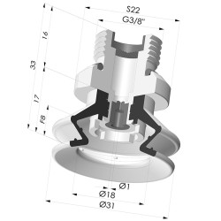 Ventosa 1.5 Soffietti Serie 97B Ø 31MM
