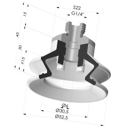 Ventosa 1.5 Soffietti Serie 97B Ø 52.5MM