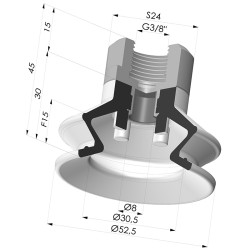 Ventosa 1.5 Soffietti Serie 97B Ø 52.5MM
