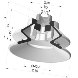 Ventosa 1.5 Soffietti Serie 97B Ø 100MM