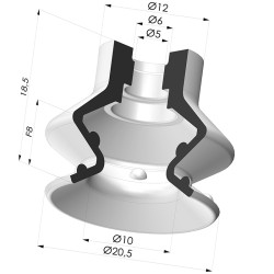 Ventosa 1.5 Soffietti Serie 97C Ø 20.4MM