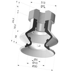 Ventosa 1.5 Soffietti Serie 97C Ø 20.4MM