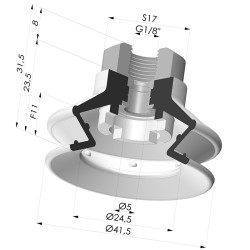 Ventosa 1.5 Soffietti Serie 97C Ø 41.4MM