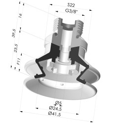 Ventosa 1.5 Soffietti Serie 97C Ø 41.4MM