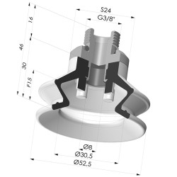 Ventosa 1.5 Soffietti Serie 97C Ø 52.5MM