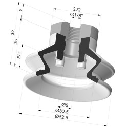 Ventosa 1.5 Soffietti Serie 97C Ø 52.5MM