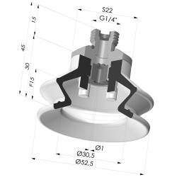 Ventosa 1.5 Soffietti Serie 97C Ø 52.5MM