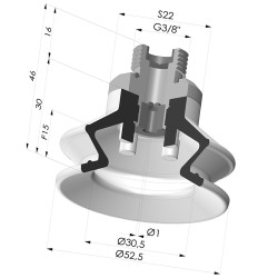 Ventosa 1.5 Soffietti Serie 97C Ø 52.5MM