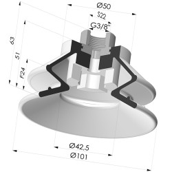 Ventosa 1.5 Soffietti Serie 97C Ø 100MM
