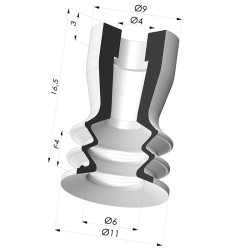Ventosa 2.5 Soffietti Serie 96B Ø 11MM