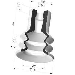 Ventosa 2.5 Soffietti Serie 96B Ø 16MM